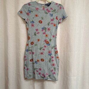 French Connection Gray Floral Mini Bodycon Dress US 2/XS